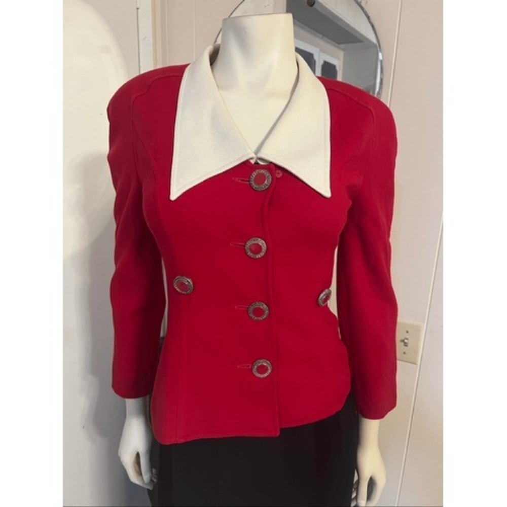 Vintage PSI Couture Red Wool Blazer Union Label Smart! 2